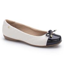 Sapatilha Feminina Bico Redondo Off White Softli 10004.10181