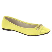 Sapatilha Feminina Casual Camurça Bico Quadrado Verniz Moleca 5735.110