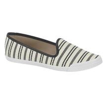 Sapatilha Feminina Casual Moleca Slipper On Tecido Listrado