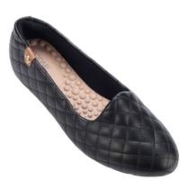 Sapatilha feminina com palmilha ultra conforto cabedal pespontado