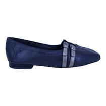 Sapatilha Feminina Couro Bico Quadrado Scarpetti 604-1250 Preto