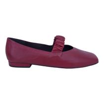 Sapatilha Feminina Couro Bico Quadrado Scarpetti 604-1251 Vermelho