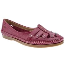 Sapatilha Feminina Couro Bico Redondo Rebite Conforto Casual