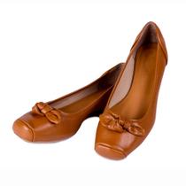Sapatilha Feminina Couro Caramelo Bico Quadrado Mocassim