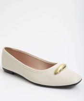 Sapatilha Feminina Detalhe Metalizado Moleca Branco-35049 Sapatilha Feminina Detalhe Metalizado Moleca Branco-35049