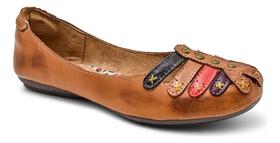 Sapatilha Feminina Em Couro Moderna Retro Basica