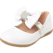 Sapatilha Feminina Infantil Boneca Sapato Menina Laço Grande Ponta Brilho Strass Delicada
