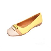 Sapatilha Feminina Malu em couro rasteira 861019