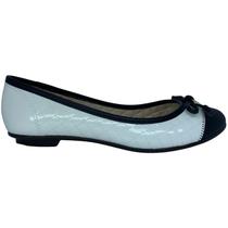 Sapatilha Feminina Moleca Bege e Preto Verniz - 41755