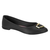 Sapatilha Feminina Moleca Bico Fino Logo Frontal - Preto