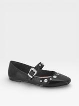 Sapatilha Feminina Moleca Com Tachas Prata Tira Com Fivela