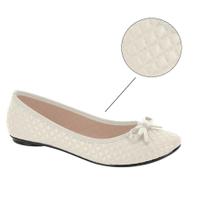 Sapatilha Feminina Moleca Confort Bico Redondo Matelasse - Branco Off Sapatilha Feminina Moleca Confort Bico Redondo Matelasse - Branco Off