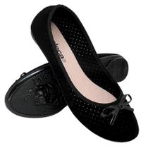 Sapatilha Feminina Moleca Conforto Para o Trabalho com Fivela 15745 Preto/Verniz