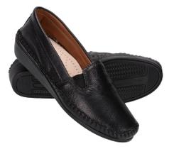 Sapatilha Feminina Ortopédica Anabela Sapato Iate 100% Couro Casual