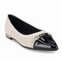 Sapatilha feminina Piccadilly bico fino bicolor com detalhe elegante 274111-1