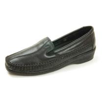 Sapatilha feminina pierrô ortopédica tradicional com elástico couro cor preto