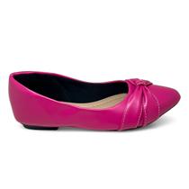 Sapatilha Feminina Rosa Bico Fino Detalhe Laço Pespontado