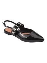 Sapatilha Feminina Slingback Com Fivela Verniz Bico Fino