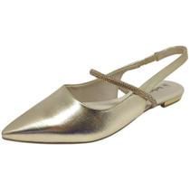 Sapatilha Feminina Slingback Strass Bico Fino Maciez Bebecê