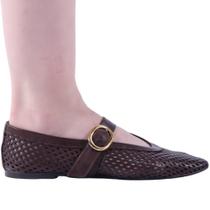 Sapatilha Feminina Zariff com Tira e Fivela 142084 Marrom Sapatilha Feminina Zariff com Tira e Fivela 142084 Marrom