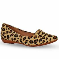 Sapatilha Feminino Bottero Couro Animal Print Onça 346406-1