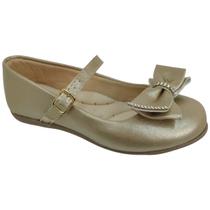 Sapatilha Fiela Infantil Meninas Laço Bico Redondo Fivela 104