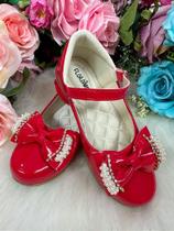 Sapatilha Flor di Mila Vermelha com Pérolas para Meninas Sapatilha Flor di Mila Vermelha com Pérolas para Meninas