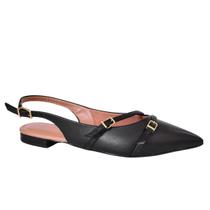 Sapatilha Godiva Slingback Fivelas Feminina Preta