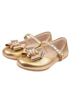 Sapatilha Infantil Feminina Menina Laço Flor Ouro