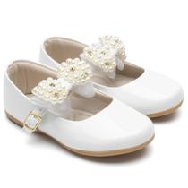 Sapatilha Infantil Feminina Menina Laço Perola Branco LMV02-LP