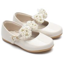 Sapatilha Infantil Feminina Menina Laço Perola Off White LMV02-LP Sapatilha Infantil Feminina Menina Laço Perola Off White LMV02-LP
