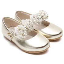 Sapatilha Infantil Feminina Menina Laço Perola Ouro LP-LMV02-219