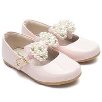 Sapatilha Infantil Feminina Menina Laço Perola Rosa LMV02-LP Sapatilha Infantil Feminina Menina Laço Perola Rosa LMV02-LP