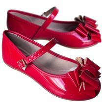 Sapatilha Infantil Feminina Vermelha Verniz Preta Sapato Boneca Juvenil Molekinha 2083.991