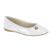 Sapatilha Infantil Feminina Verniz Branco Molekinha 2502.1003