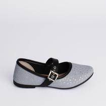 Sapatilha Infantil Menina Bailarina Kidy Soft Brilho Jeans Preto Delicada Brilho Conforto
