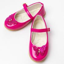 Sapatilha Infantil Menina Bailarina Verniz Confort Laço Borboleta Pink