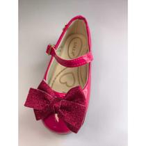 Sapatilha Infantil Menina Bailarina Verniz Confort Laço em Glitter Pink