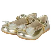 Sapatilha Infantil Menina Dourada com laço 2021