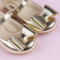 Sapatilha Infantil Menina Dourada com laço 2022 lançamento