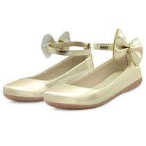 Sapatilha Infantil Menina Festa Laço Feminina Boneca Gatatuya Dourada