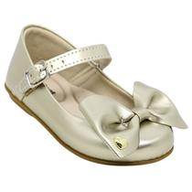 Sapatilha Infantil Menina Laço Delicada Leve Macia Confortavel Fofa Dourada E Rosa Batizado Versatil