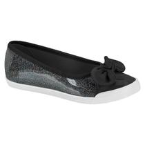 Sapatilha Infantil Molekinha Slipper Laço Brilho - Preto