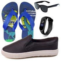 Sapatilha Infantil Sapatenis Calce Facil Casual Social LIGHT + Chinelo Oculos Relogio - CALCADOS LGHT LIGHT