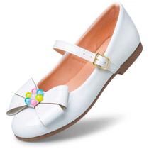 Sapatilha Infantil Social Bico Redondo Elegante com Fivela e Laço Colorido