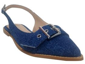 Sapatilha Jeans Feminino Escuro Com Fivela Sapatilha Jeans Feminino Escuro Com Fivela