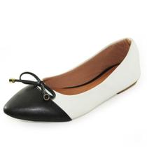 Sapatilha Laço Luiza Sobreira Napa Branco/Preto Mod. 1046