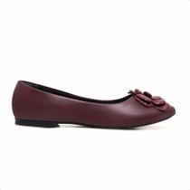 Sapatilha LeRUCHEL Bico Fino Flor Feminino Marsala Sapatilha LeRUCHEL Bico Fino Flor Feminino Marsala