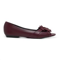 Sapatilha LeRUCHEL PeepToe Flor Feminino Marsala Sapatilha LeRUCHEL PeepToe Flor Feminino Marsala
