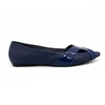 Sapatilha Leruchel Peeptoe Lisa Feminino Marinho Sapatilha Leruchel Peeptoe Lisa Feminino Marinho